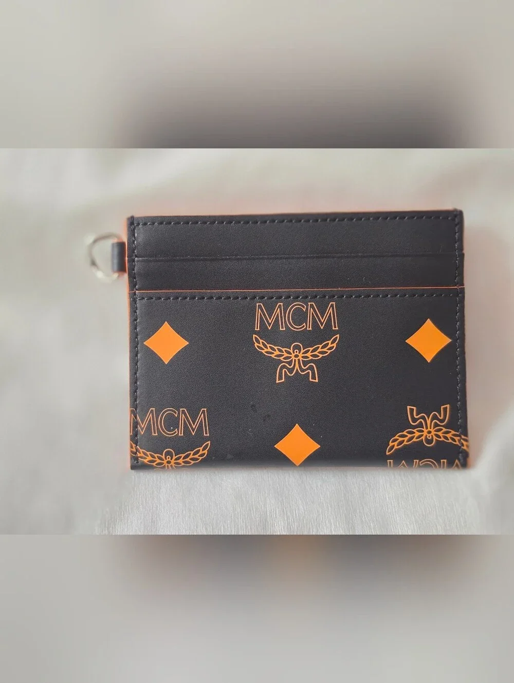 NWOT - MCM Black Card Holder with Orange Logo Accents